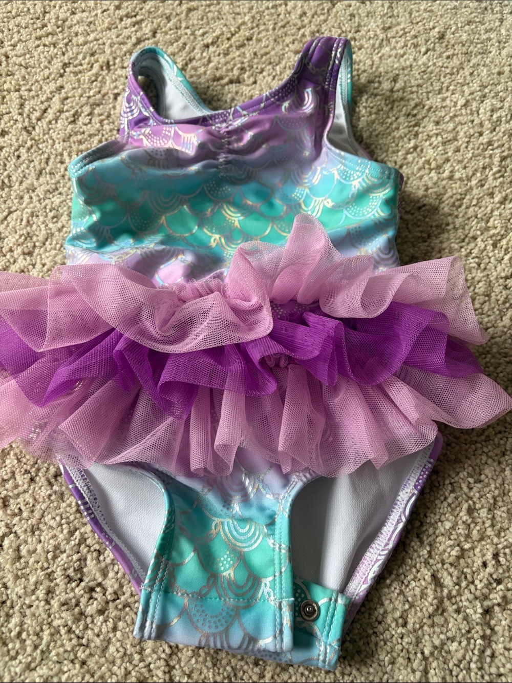 Cat & Jack Purple and Aqua Mermaid Tutu Swimsuit